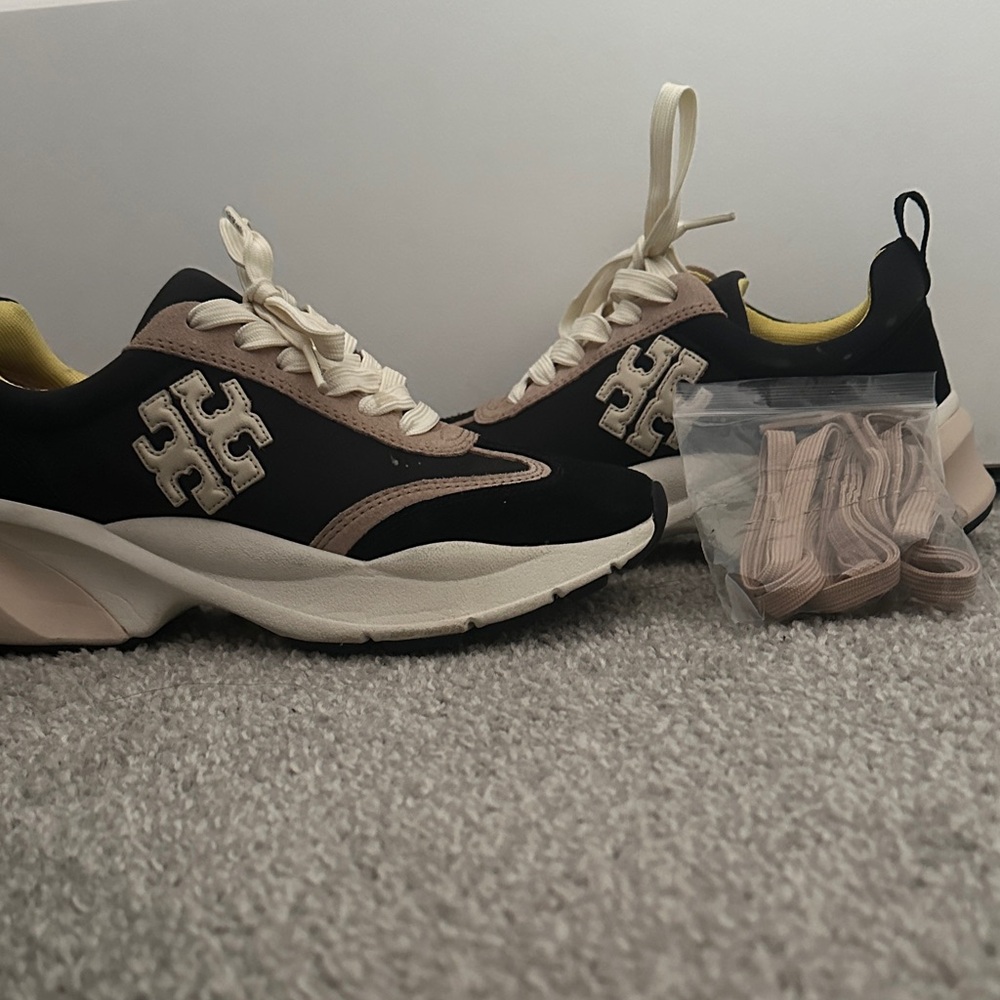 Tory Burch Black and Cream Sneakers